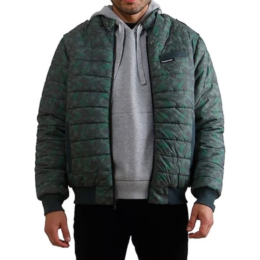 C04 NWT Members Only Men’s SoHo Camo Print Quilted Puffer Bomber Jacket -Size: S